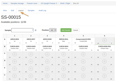 2 D Sample Container lay-out in Bika Open Source LIMS