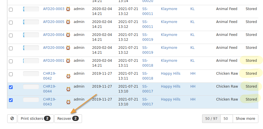 Retrieve Samples from storage on list in Bika Open Source LIMS