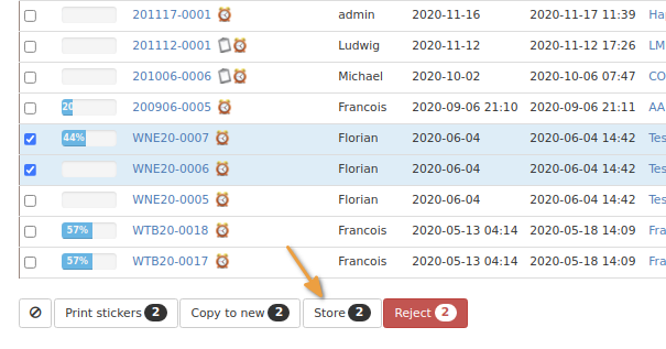 Select Samples to store in Bika Open Source LIMS