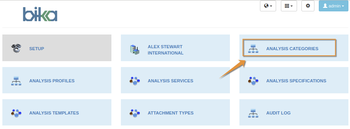 Select Analysis Categories in the Vika Open Source LIMS setup