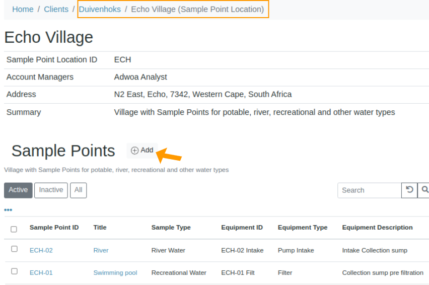 Add a Sample Point to a Location in Bika Open Source LIMS