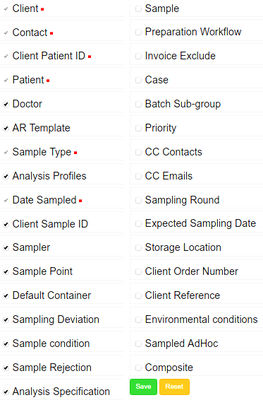 All Sample and Analysis Request attributes currently in Bika | Senaite Open Sourcer LIMS