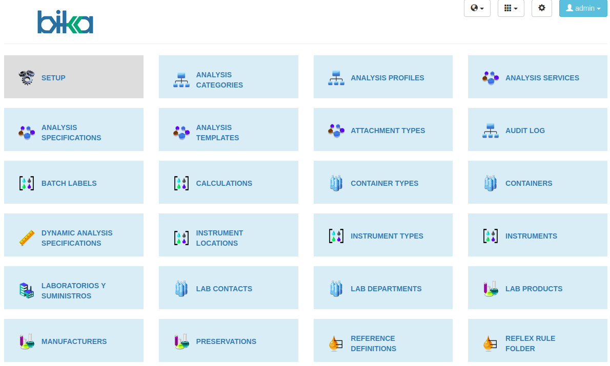 Bika Open Source LIMS Configuration tiles