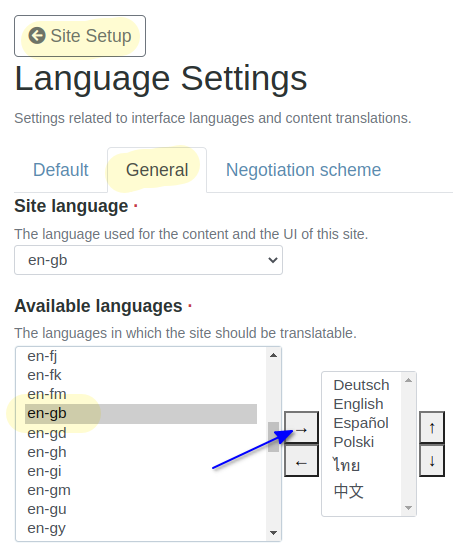 Language settings in Bika Open Source LIMS