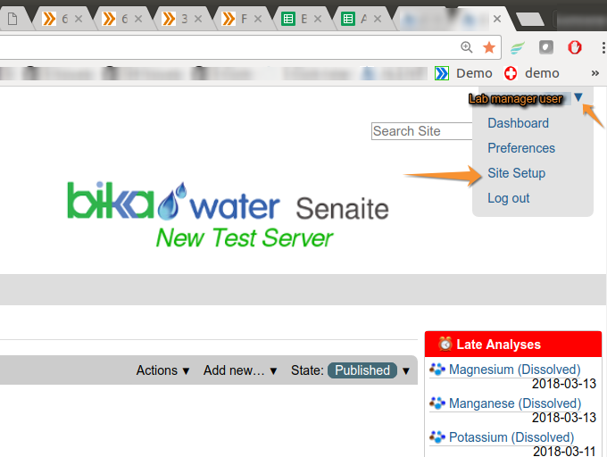 Navigate to Bika Senaite Configuration