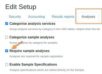 Sample registration without requesting Analyses