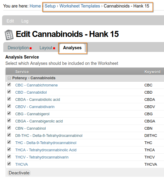 Worksheet Template Analyses (Bika Senaite)