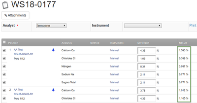 Total Moisture dependent results in Bika Open Source LIMS Worksheet