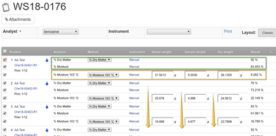 Weighing in Moisture calculation values in Bika Open Source LIMS