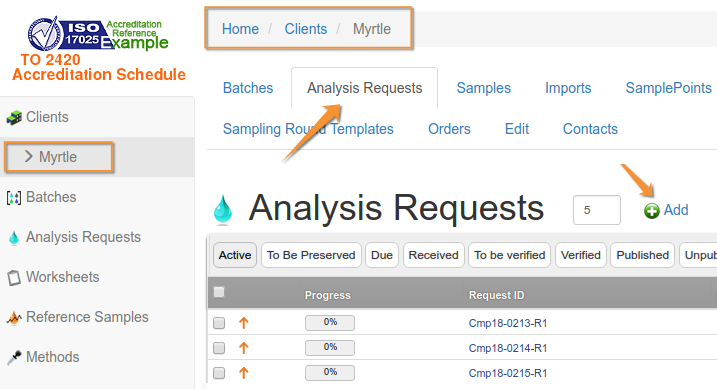 Add Analysis Request sans Batching in Bika and Senaite Open Source LIMS