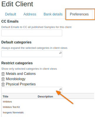 Restrict Client to specific Analysis Categories in Bika Open Source LIMS
