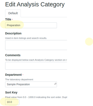 Configure a Preparation Category in Bika Open Source LIMS