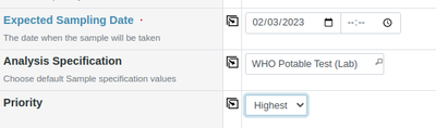 Priority setting on Sample registration form in Bika Open Source LIMS