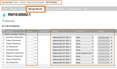 Analysis request Results page in Bika and Senaite Open Source LIMS