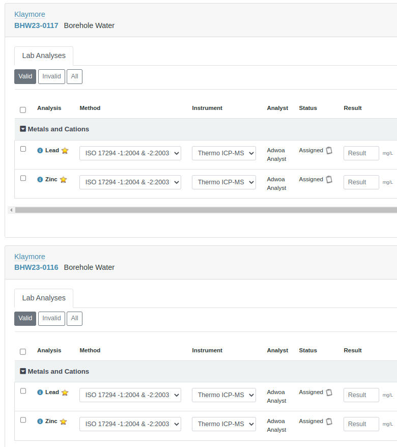 Multi Results Capture in Bika Open Source LIMS