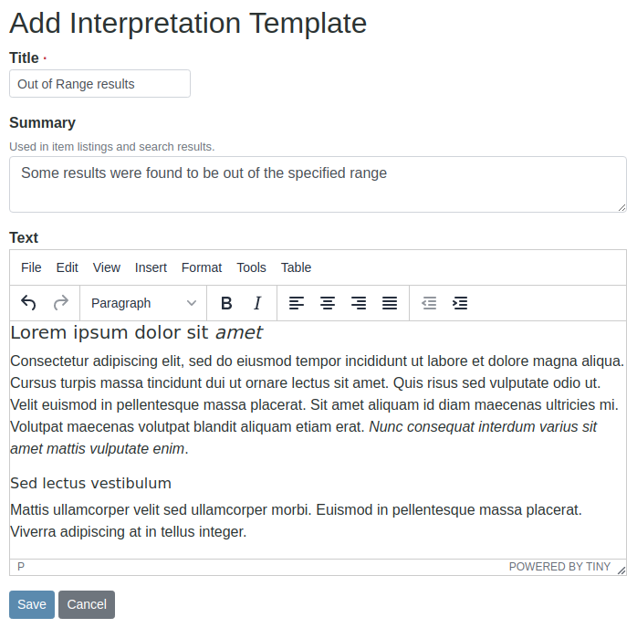 Results Interpretation configuration in Bika Open Source LIMS