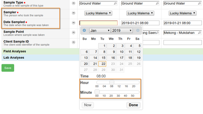 Sampling information on Bika / Senaite Open Source LIMS Analysis Request form