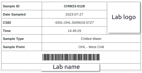 Sample label with logo in Bika Open Source LIMS