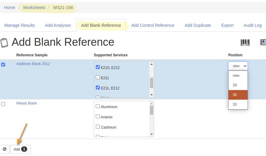 Add a Blank Control Sample to a Worksheet in Bika and Senaite Open Source LIMS