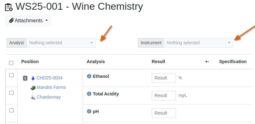 Worksheet with title in Bika Open Source LIMS