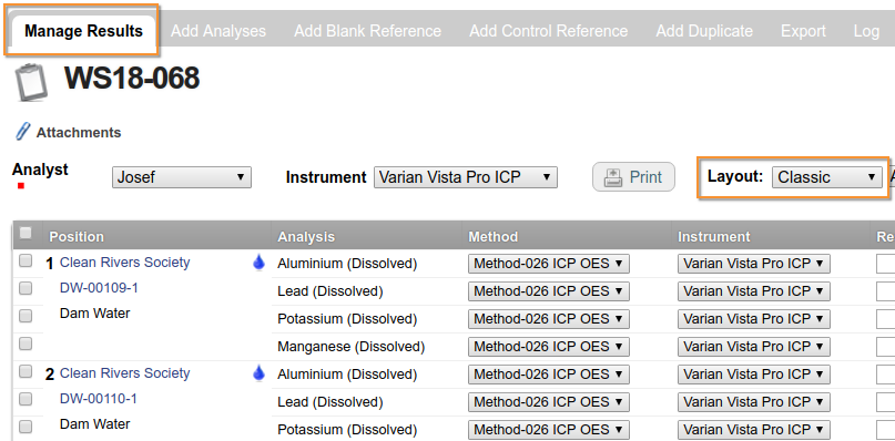 Classic Worksheet view in Bika Open Source LIMS