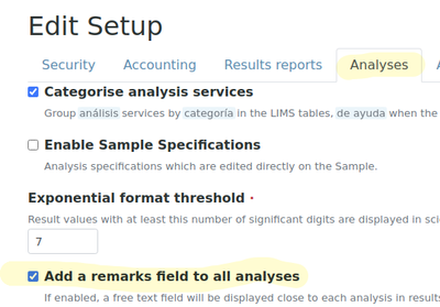 Enable Analysis Remarks in Bika Open Source LIMS
